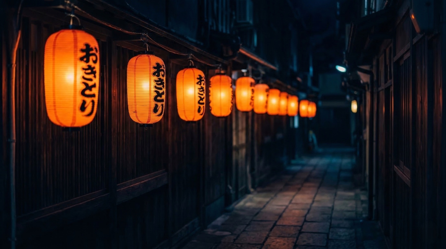 Lantern alley — amber light through Tokyo's intimate streets