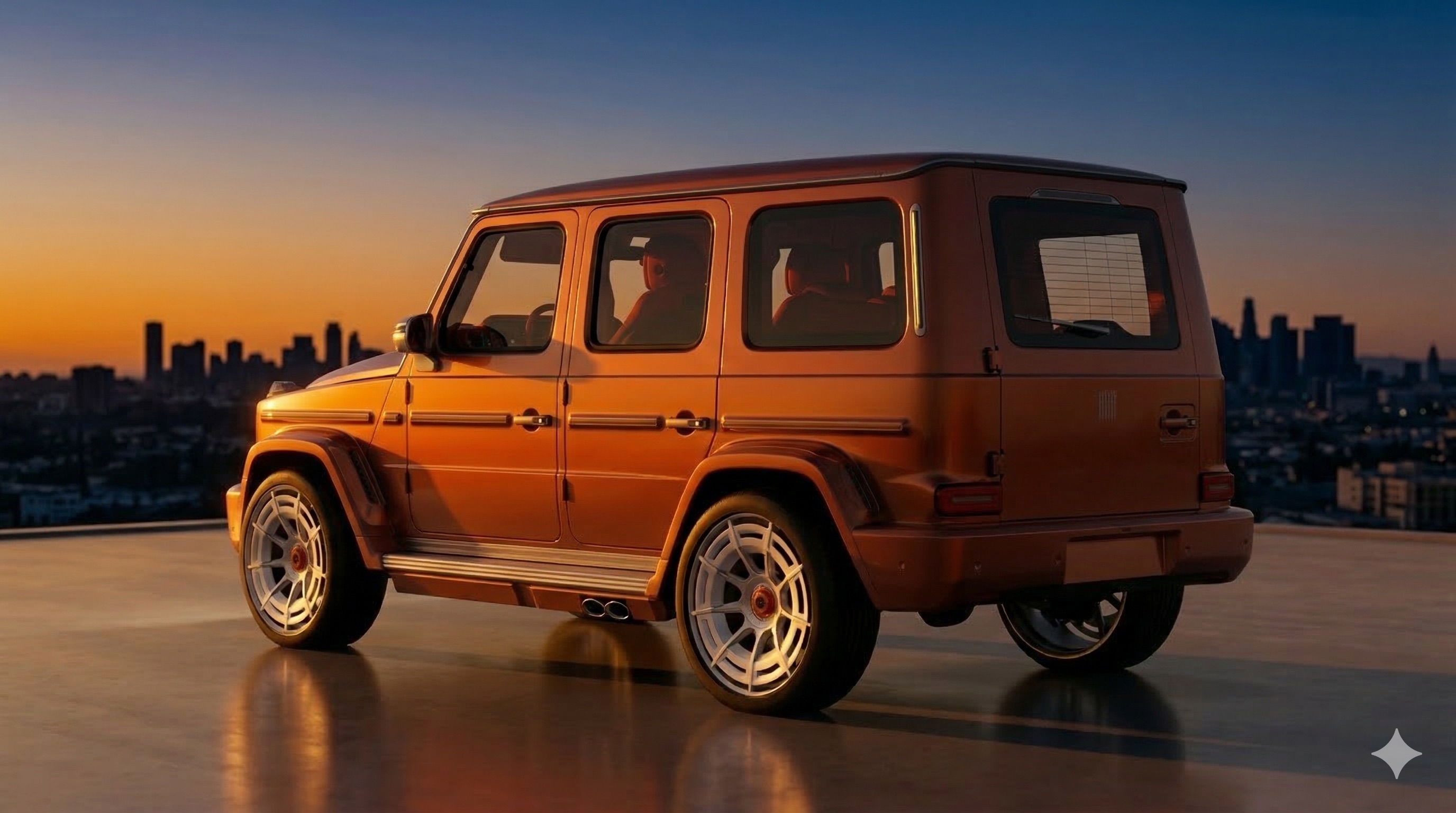 HOF Tokyo — orange Sport Silhouette rear 3/4 against sunset skyline