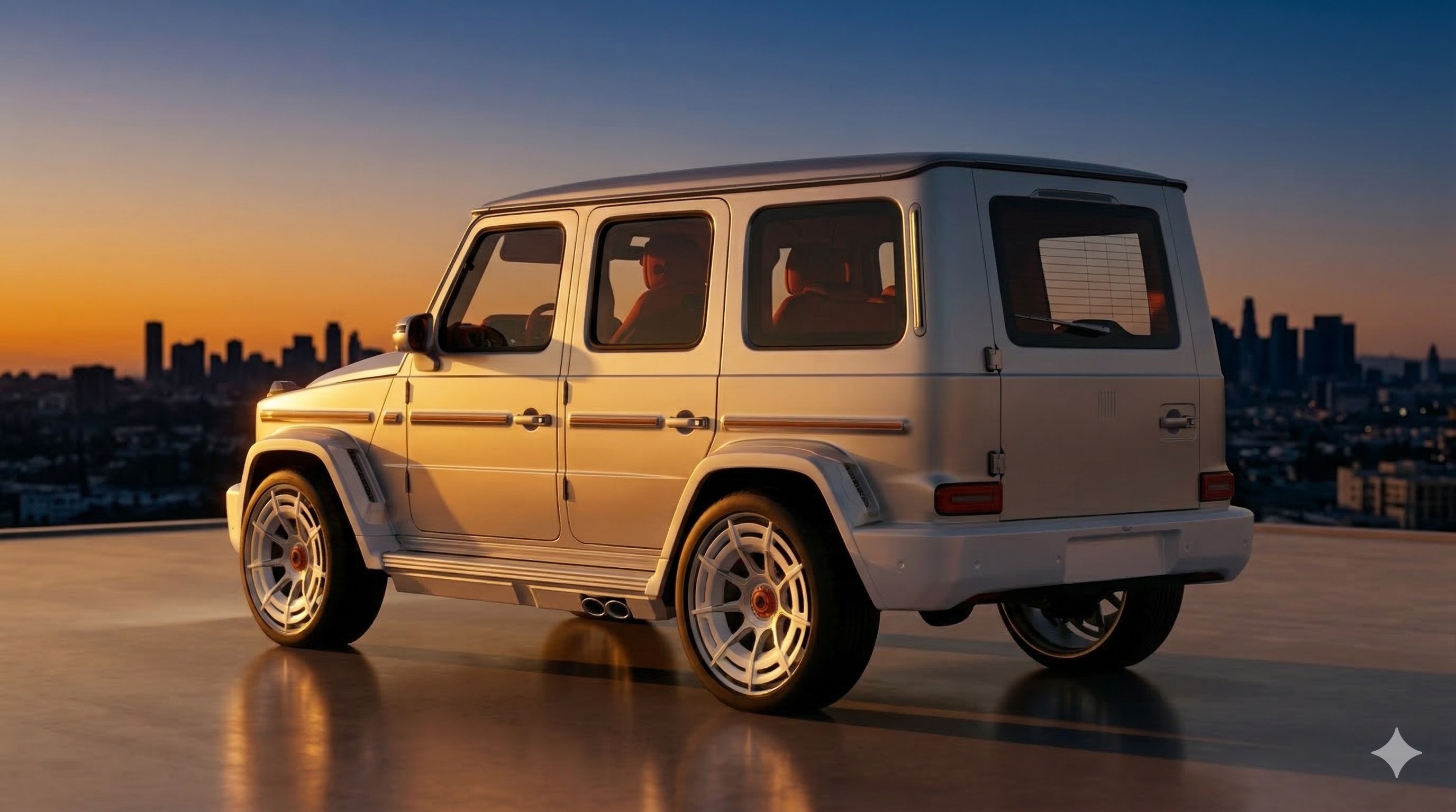 HOF Tokyo — silver Sport Silhouette rear 3/4 at golden hour